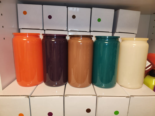 16oz Glass Tumbler with Matching Lid and Plastic Straw