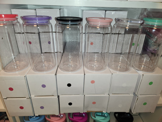16oz Acrylic Single Wall Tumbler with Colored Lid and Plastic Straw